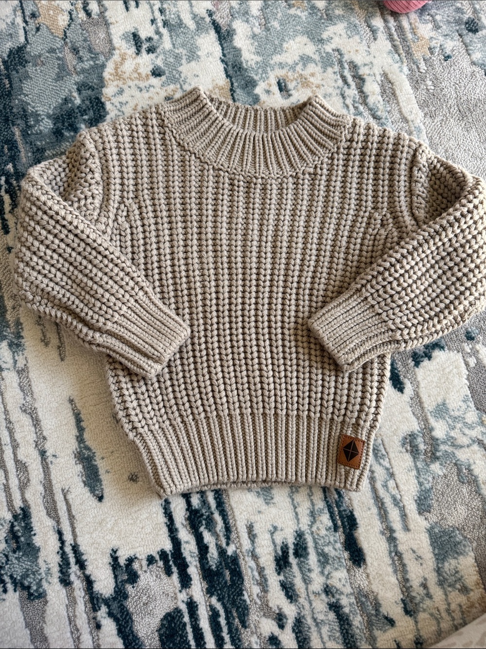 Kyte BABY Almond Chunky Knit Sweater 6-12 Months